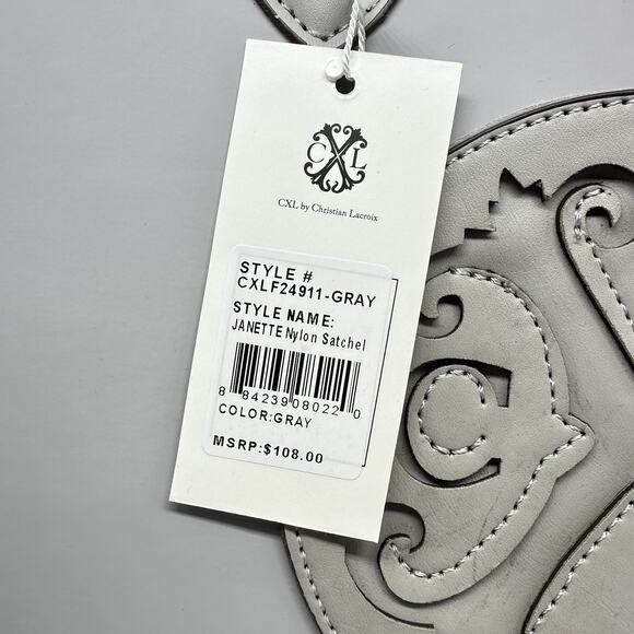 Christian Lacroix Janette Nylon Gray Satchel Purse Bag NWT $108 - Picture 8 of 8